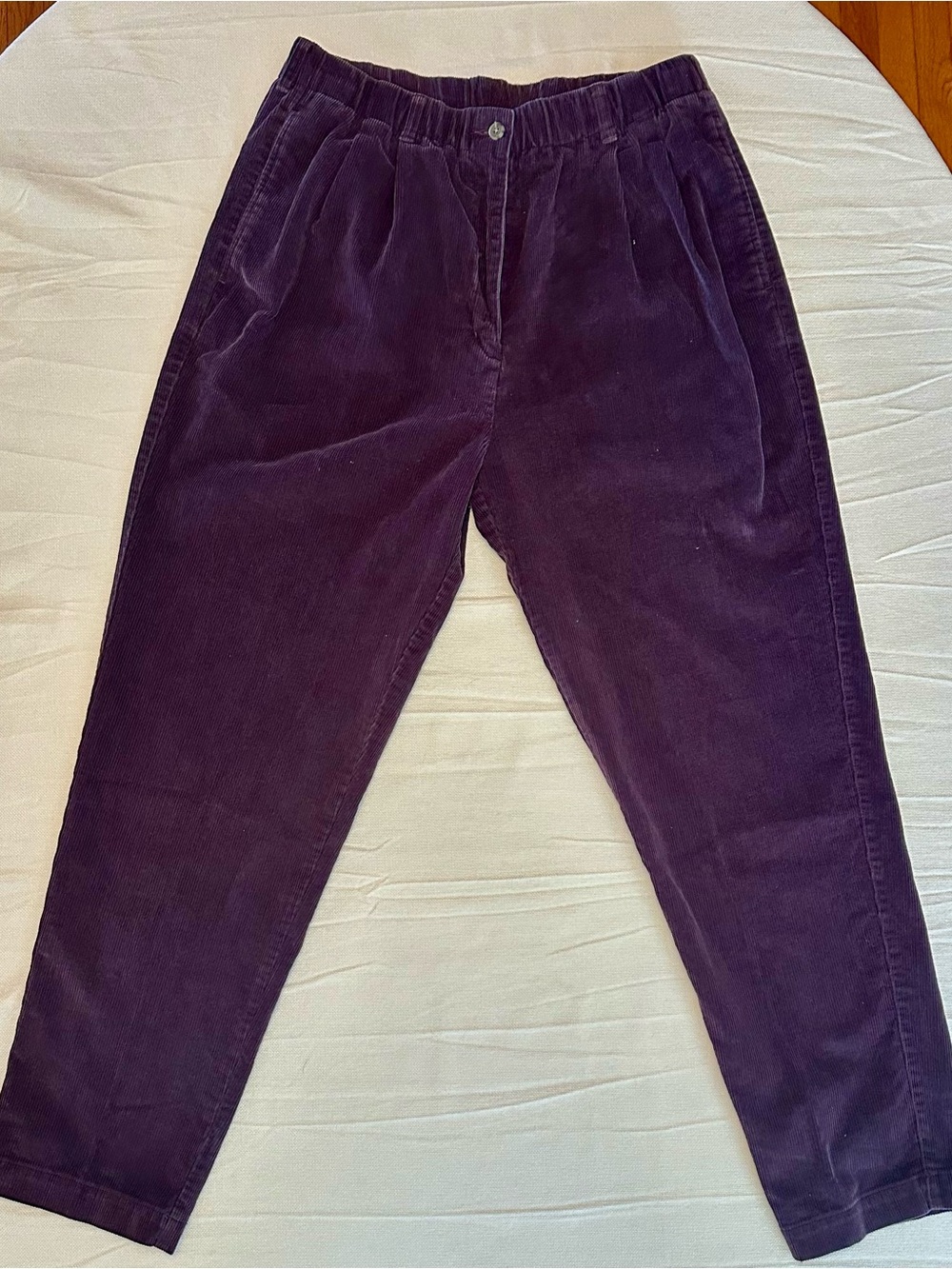 Vintage L.L. Bean Purple Corduroy Elastic Waist Pants Size 16 Med-Tall